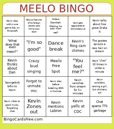 MEELO Bingo Card