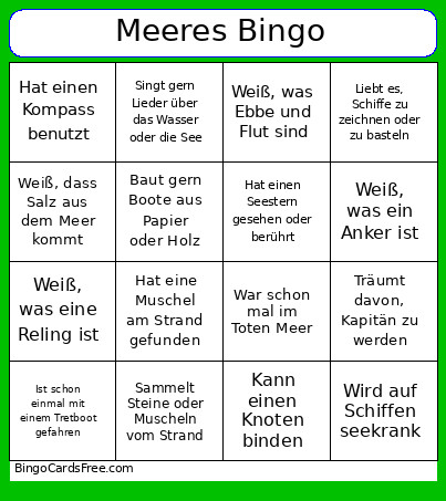 Meeres Bingo Card
