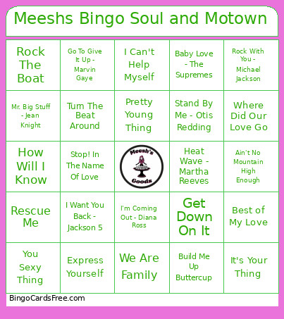 Meeshs Soul And Motown Bingo Card