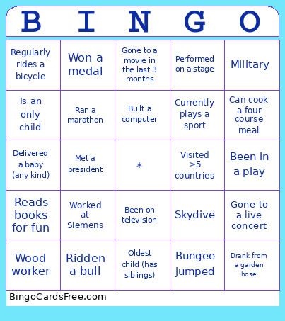 Meet And Greet Bingo Card