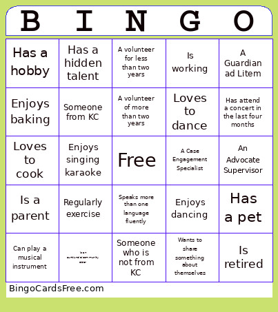 Meet CASA Bingo Card