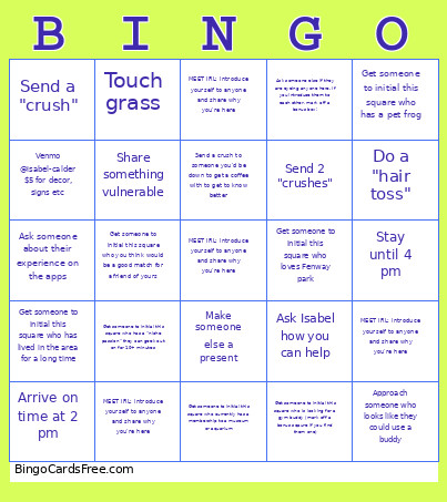Meet IRL Bingo Card