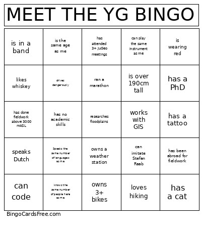 MEET THE YG Bingo Card