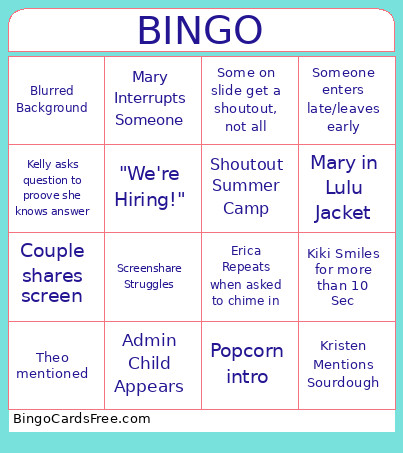 Meeting Bingo Card
