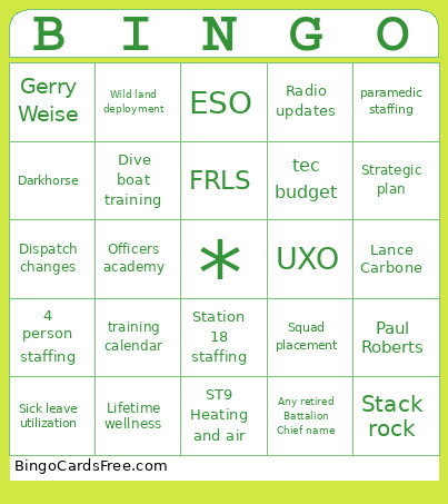 Meeting Bingo Card