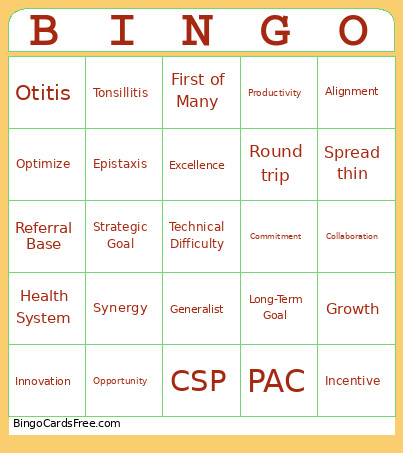 Meeting Bingo Card