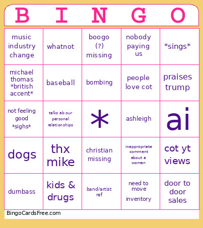 Meeting Bingo Card