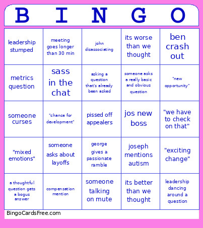 Meeting Bingo Card