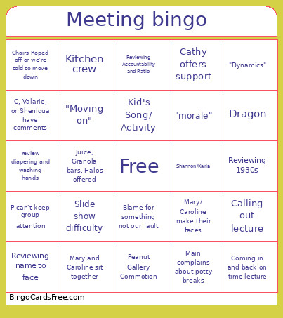 Meeting Bingo Card