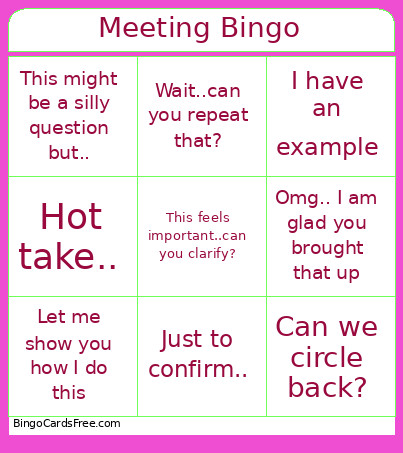 Meeting Bingo Card