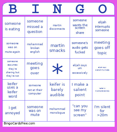 Meeting Bingo Card