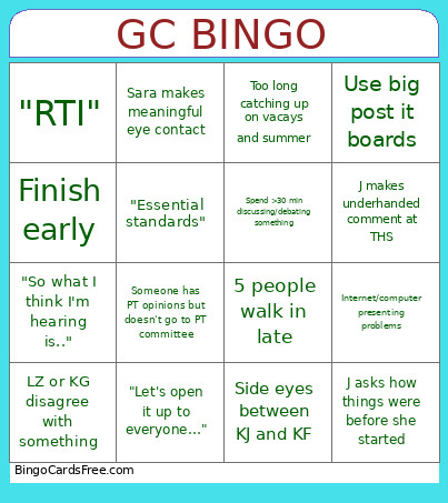 Meeting Bingo Card