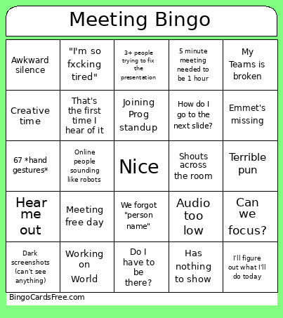 Meeting Bingo Card 2
