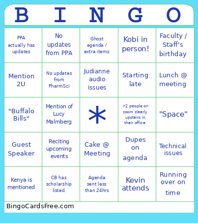 Meetings Bingo Card