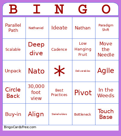 Meetings Bingo Card