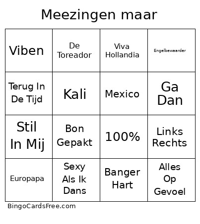 Meezingen Maar Bingo Card
