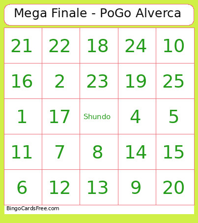 Mega Finale - PoGo Alverca Bingo Card