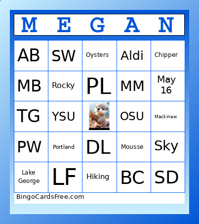 Megan Bingo Card