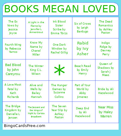 MEGAN’S FAV BOOKS Bingo Card