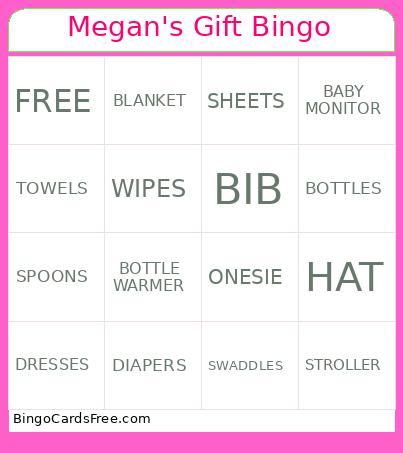 Megan's Gift Bingo