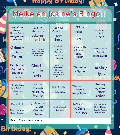 Meike En Josine's !! Bingo Card
