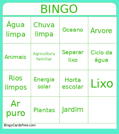Meio Ambiente E Sustentabilidade Bingo Card