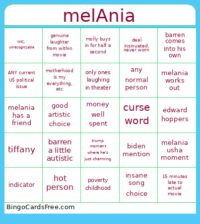 Melania Bingo Card