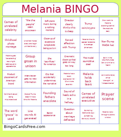 Melania Bingo Card