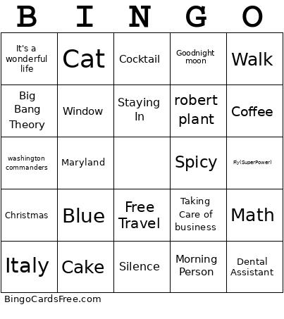 Melcher Bingo Card