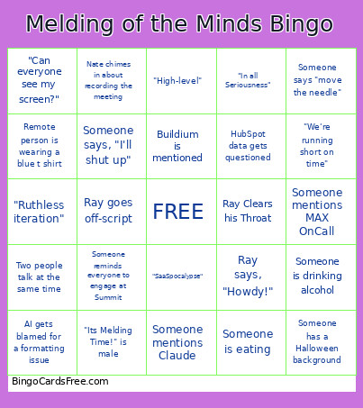 Melding Of The Minds Bingo Card