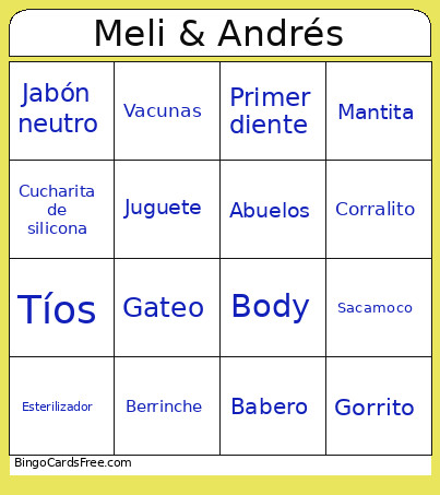 Meli & Andrés Bingo Card