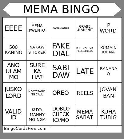MEMA 2.1 Bingo Card