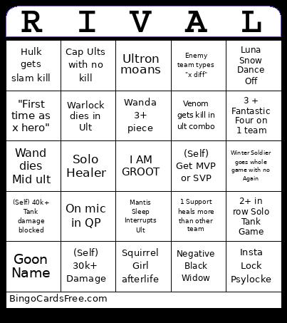 Meme Market Rivals Bingo Card