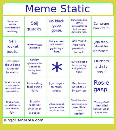 Meme Static #1 Bingo Card