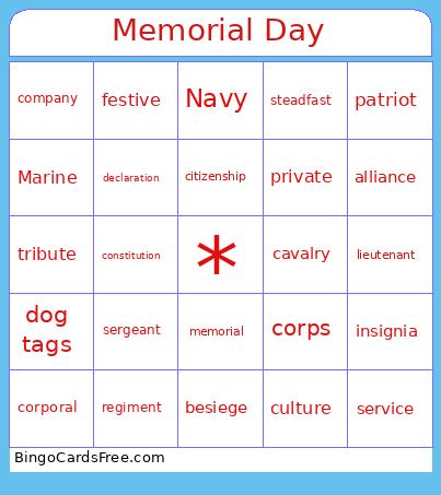 Memorial Day Bingo