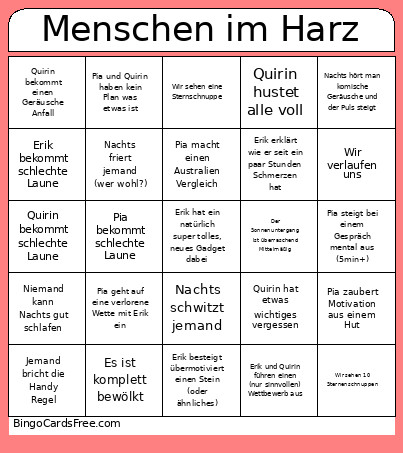 Menschen Im Harz Bingo Card