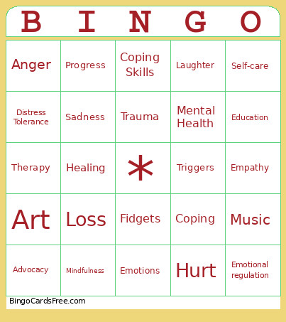 Mental Health Awareness Bingo Card