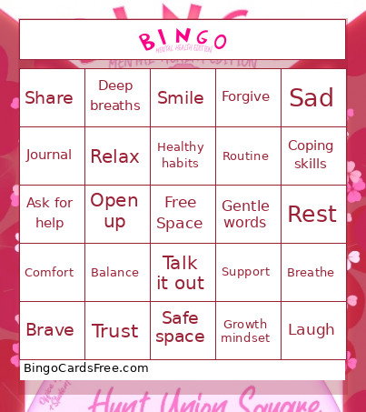 Mental Health Bingo Card