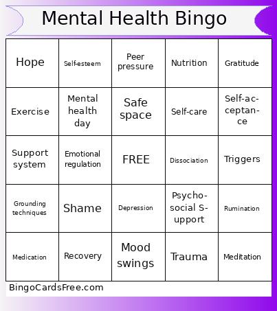 Mental Health Bingo May 31