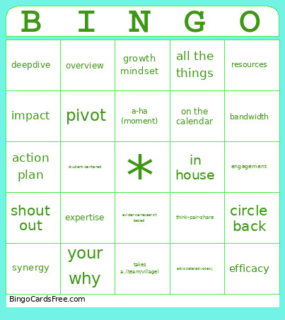 Mental Health Meeting Bingo Card