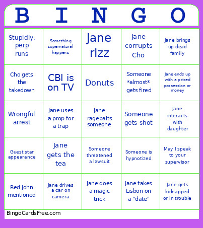 Mentalist Bingo Card