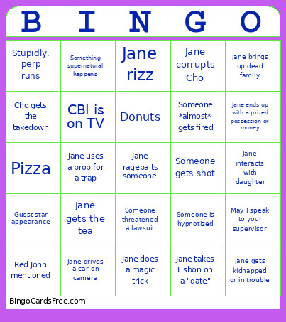 Mentalist Bingo Card 2