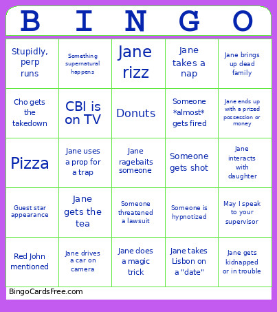 Mentalist Bingo Card