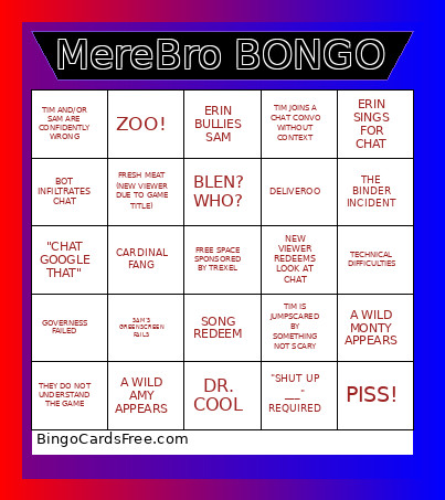 MEREBRO BONGO Bingo Card