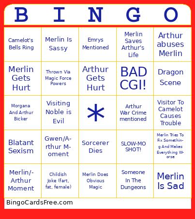MERLIN  Bingo Cards Free Pdf Printable Game, Title: BINGO