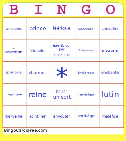 Merveilleux Bingo Card