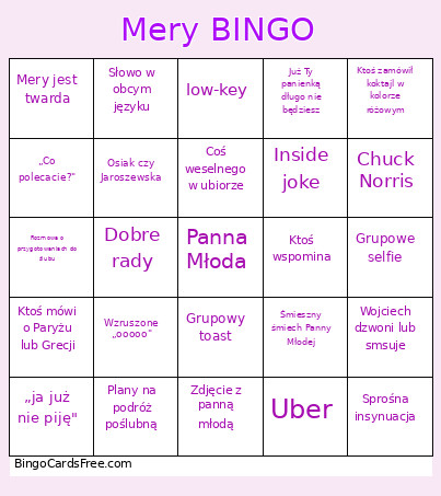 Mery Bingo Card