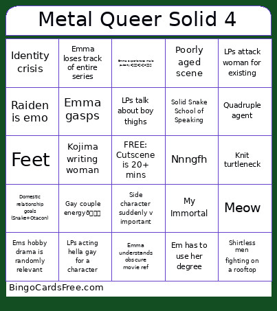 Metal Queer Solid 4 Bingo Card
