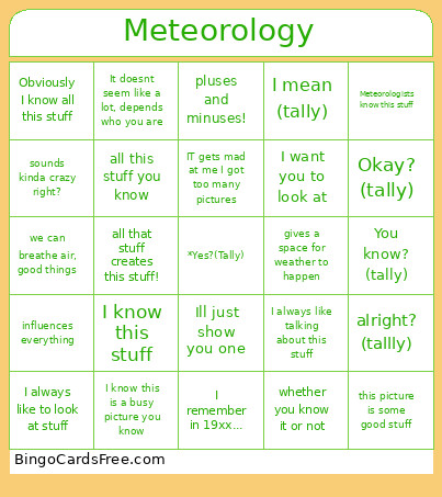Meteorology Bingo Card