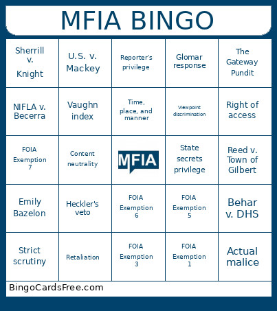 MFIA Bingo Card